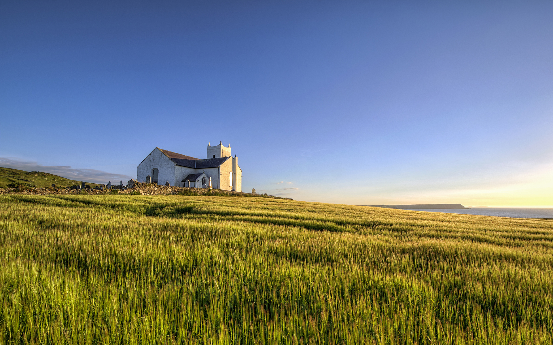 Ballintoy Parish Church at golden hour